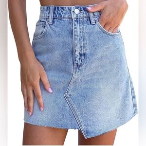 Womens Mini Denim Skirts Causal High Waisted Cute Asymmetrical Jean skirt